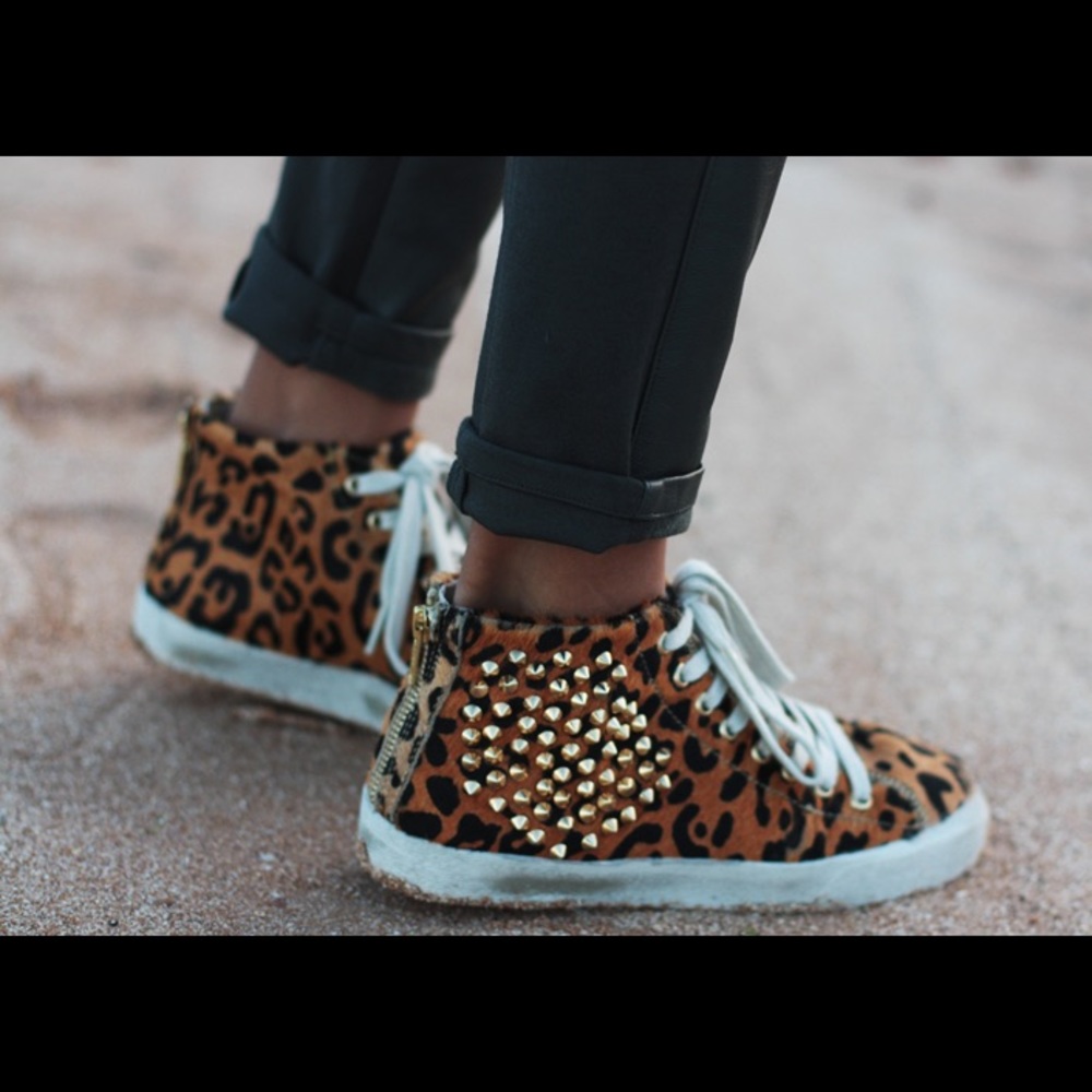 Zara Leopard Studded Sneakers
